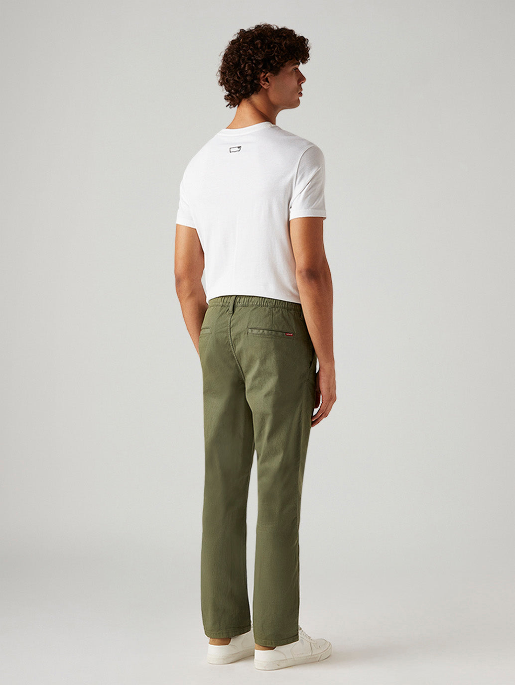 Men's Olive Relaxed Fit Mid Rise Tech Pant - Back View