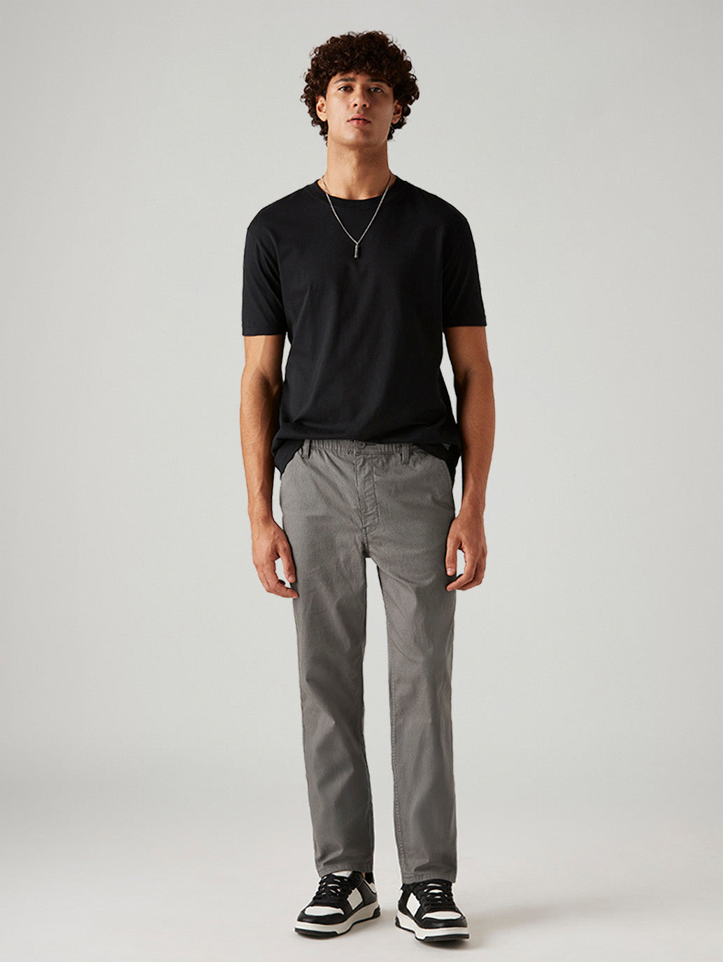 Men's Grey Relaxed Fit Mid Rise Tech Pant - Stylshot View