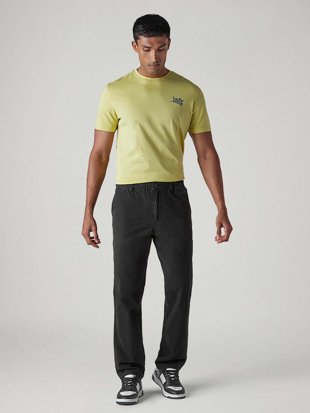 Men's Black Authentic Relaxed Fit Mid Rise Tech Pant - Front View