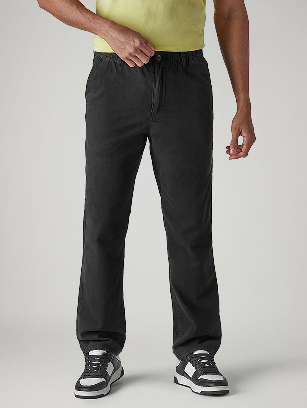 Men's Black Authentic Relaxed Fit Mid Rise Tech Pant - Front View