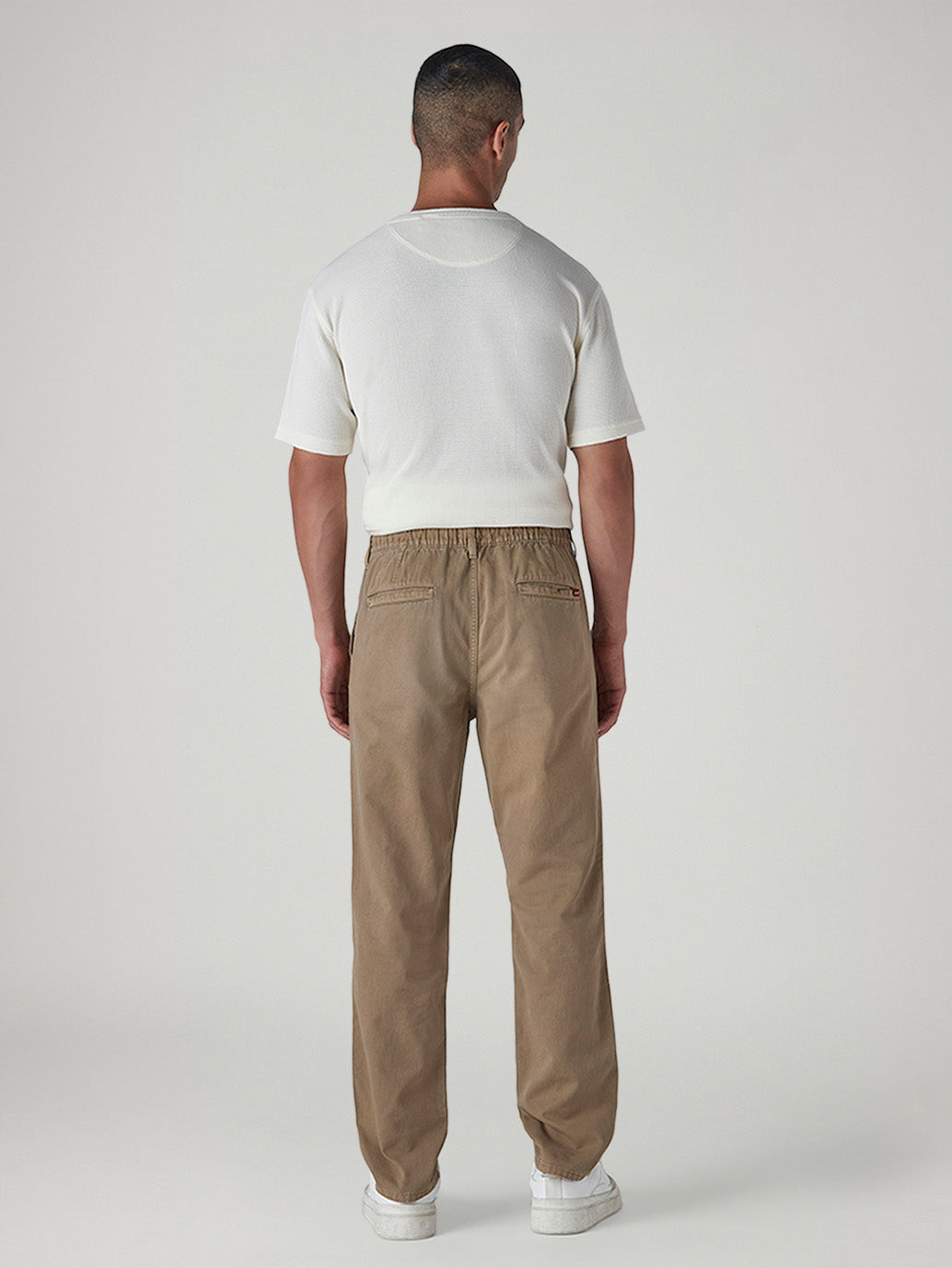 Men's Khaki Authentic Relaxed Fit Mid Rise Tech Pant - Back View