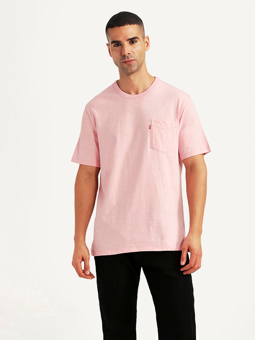 Men's Solid Pink Slim Fit T-shirt - Front View