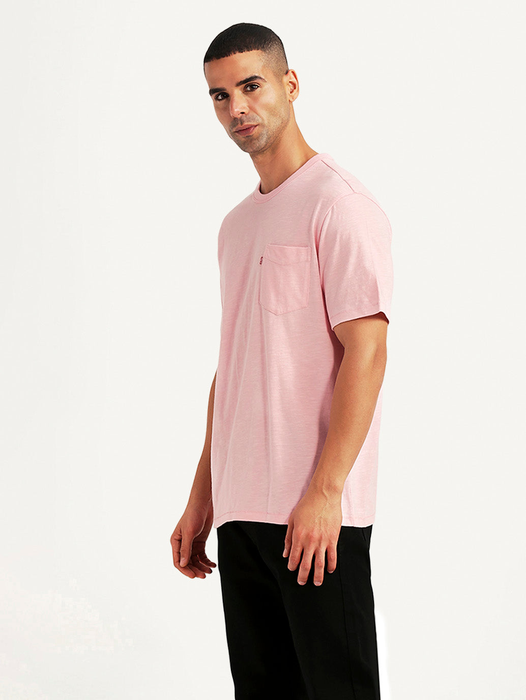 Men's Solid Pink Slim Fit T-shirt - Side View