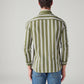 Men's Striped Olive Slim Fit Knitted Shirt - Back View