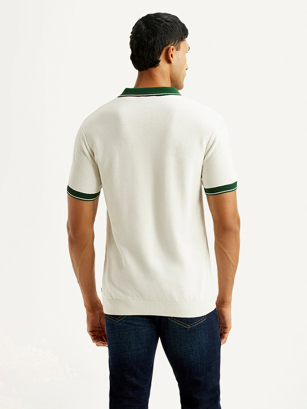Men's Colorblock White Polo T-shirt - Back View
