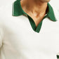 Men's Colorblock White Polo T-shirt - Detail View