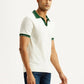 Men's Colorblock White Polo T-shirt - Side View