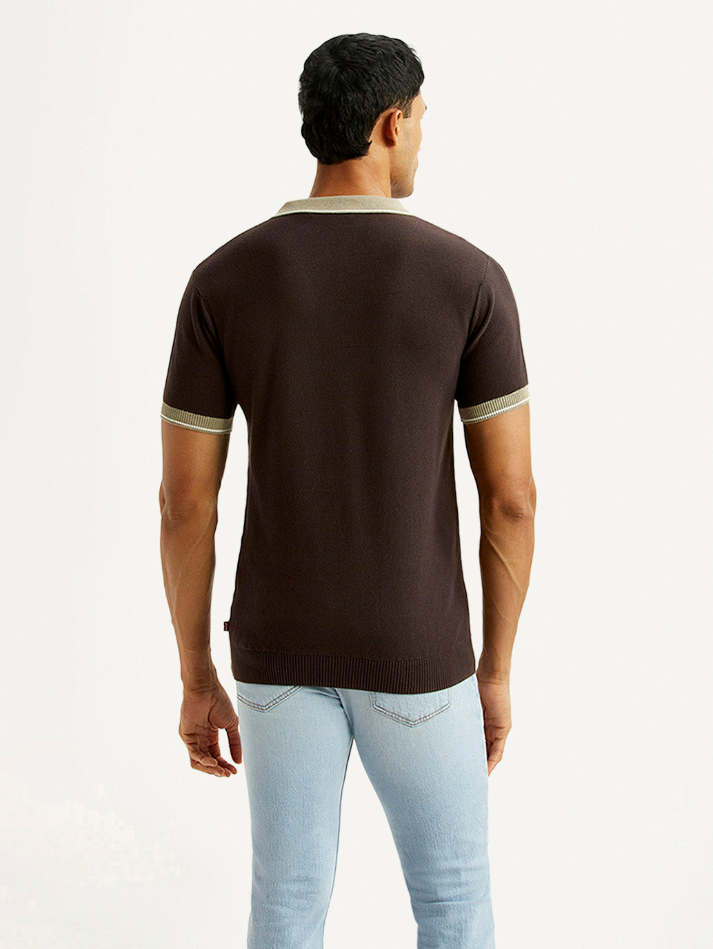 Men's Colorblock Brown Polo T-shirt - Back View