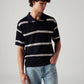 Men's Striped Navy Loose Fit Polo T-shirt - Styleshot View