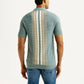 Men's Striped Light Blue Polo T-shirt - Back View