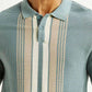 Men's Striped Light Blue Polo T-shirt - Detail View