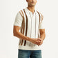 Men's Striped Off White Polo T-shirt - Styleshot View