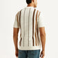 Men's Striped Off White Polo T-shirt - Back View