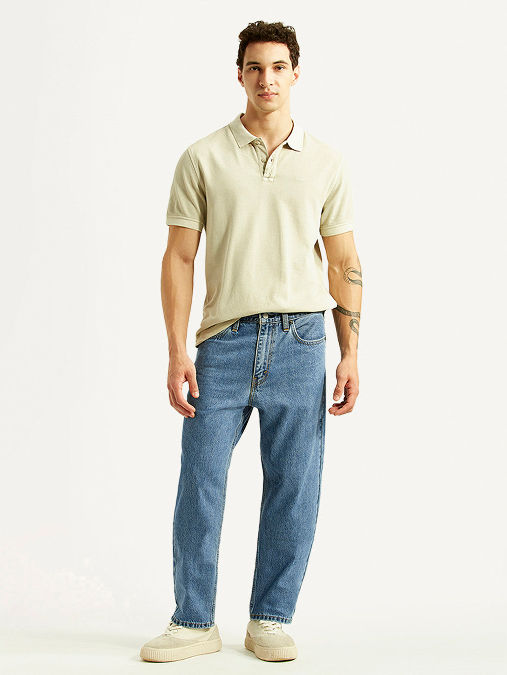 Men's 568 Blue Baggy Fit Mid Rise Jeans - Styleshot View