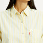 Women's Striped Yellow Relaxed Fit Shirt - Detail View