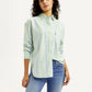 Women's Striped Light Green Relaxed Fit Shirt - Styleshot View