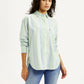 Women's Striped Light Green Relaxed Fit Shirt - Front View