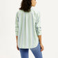 Women's Striped Light Green Relaxed Fit Shirt - Back View