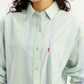 Women's Striped Light Green Relaxed Fit Shirt - Detail View