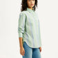 Women's Striped Light Green Relaxed Fit Shirt - Side View