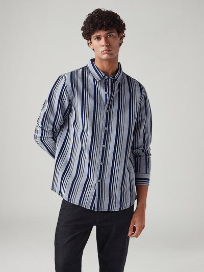 Men's Striped Slim Fit Shirt-image-42