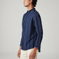 Men's Striped Slim Fit Linen Shirt - Side View
