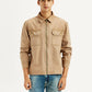 Men's Overdyed Solid Tan Shacket - Front View