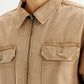 Men's Overdyed Solid Tan Shacket - Detail View