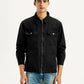 Men's Overdyed Solid Black Shacket - Front View