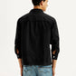 Men's Overdyed Solid Black Shacket - Back View