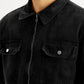 Men's Overdyed Solid Black Shacket - Detail View
