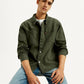 Men's Solid Dark Green Slim Fit Shirt - Elevated View