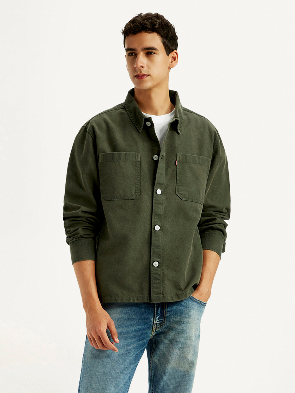 Men's Solid Dark Green Slim Fit Shirt - Styleshot View