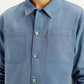 Men's Solid Blue Slim Fit Shacket - Detail View