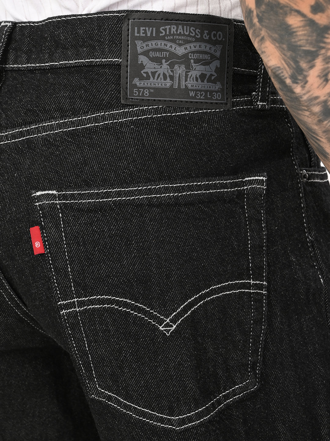 Men's 578 Black Baggy Fit Mid Rise Jeans - 006N30001 View