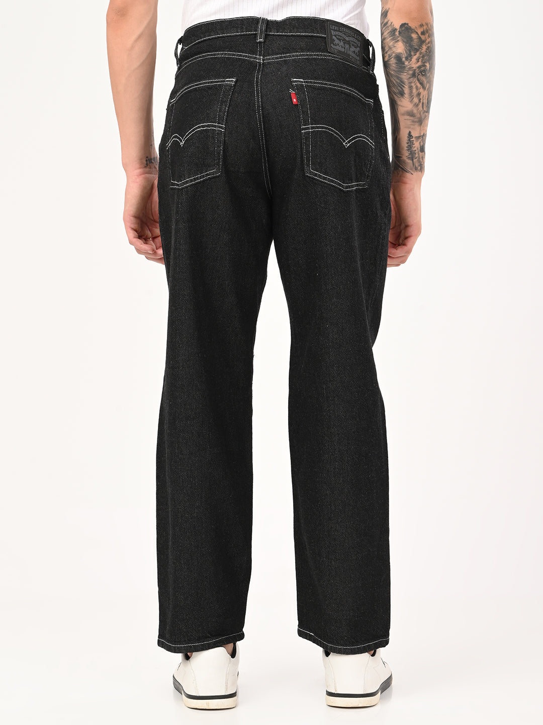 Men's 578 Black Baggy Fit Mid Rise Jeans - bac View