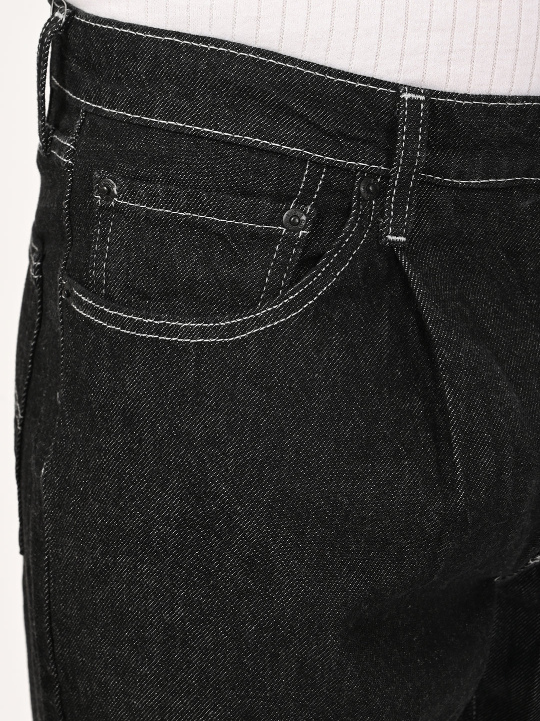 Men's 578 Black Baggy Fit Mid Rise Jeans - detail View