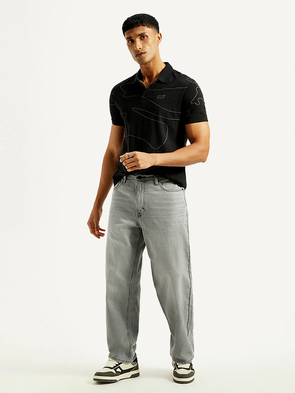 Men's 578 Light Grey Loose Fit Mid Rise Jeans - Styleshot View