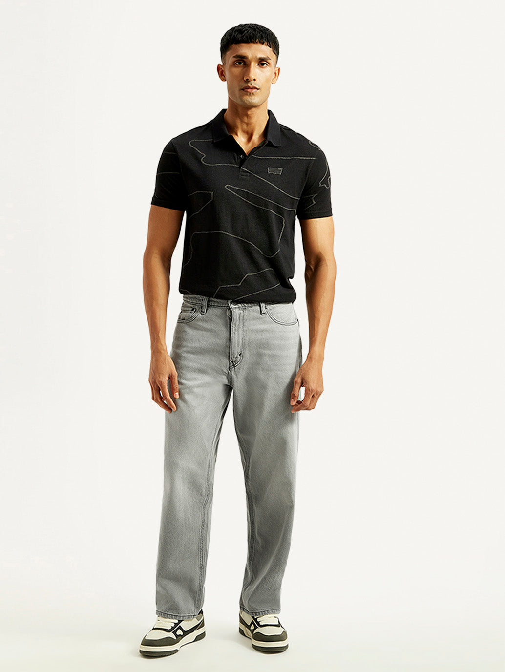 Men's 578 Light Grey Loose Fit Mid Rise Jeans - Front View