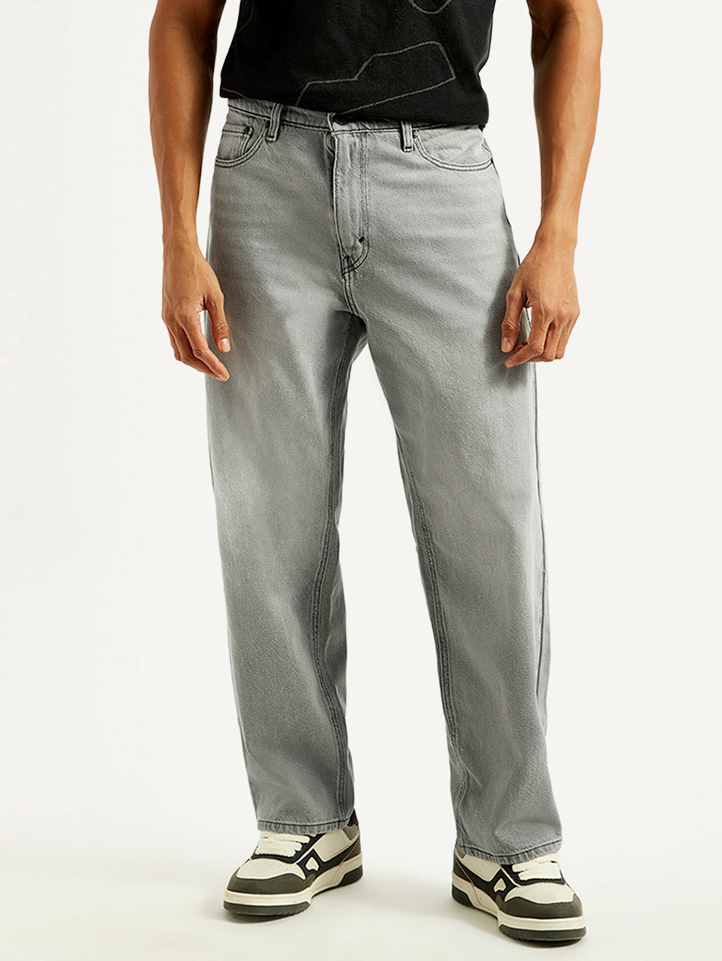 Men's 578 Light Grey Loose Fit Mid Rise Jeans - Front View