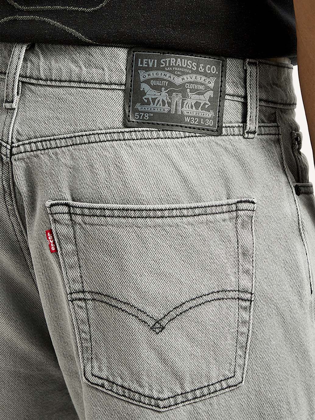 Men's 578 Light Grey Loose Fit Mid Rise Jeans - Detail View