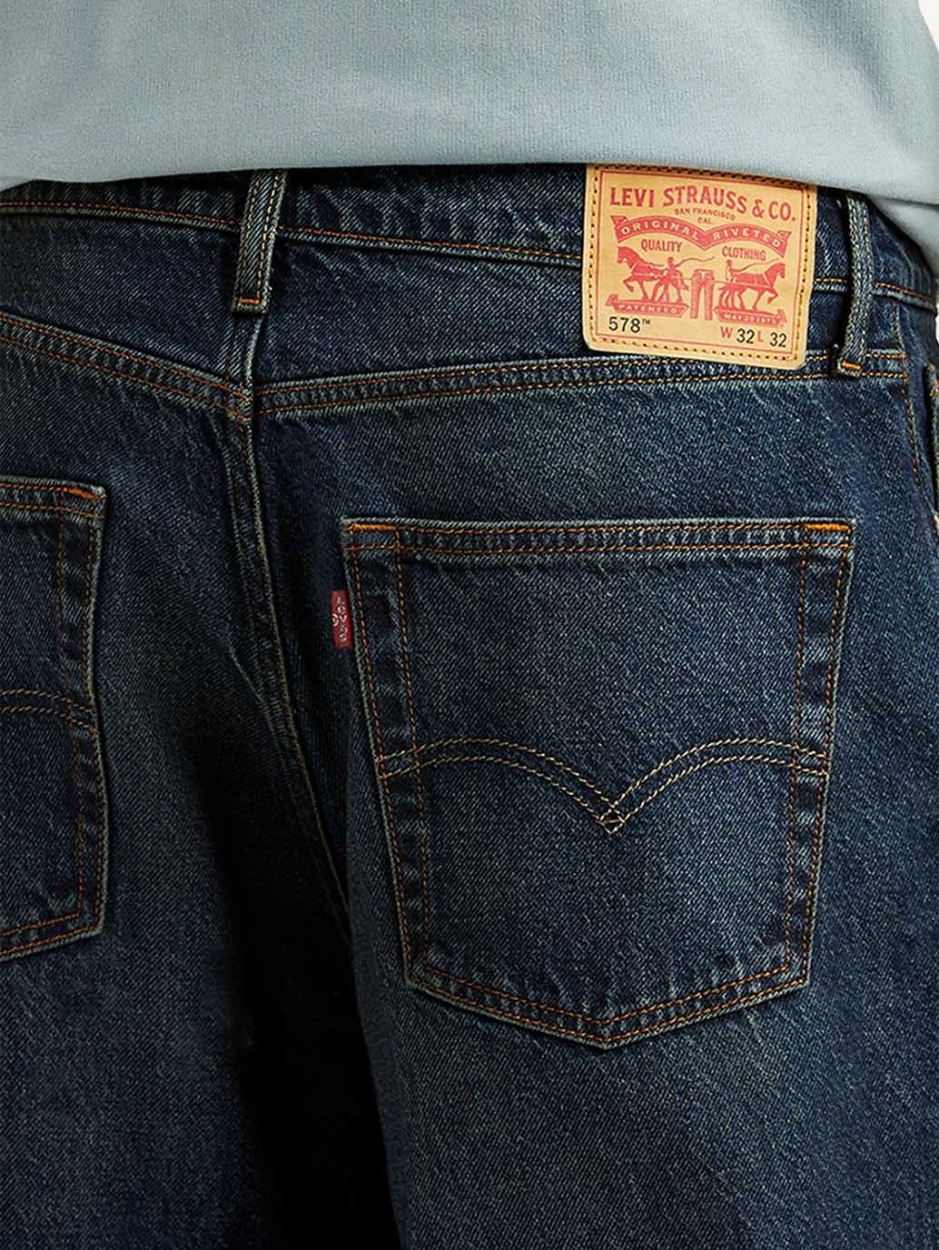 Men's 578 Dark Blue Baggy Fit Mid Rise Jeans - Detail View