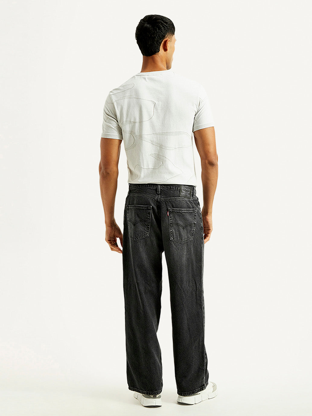 Men's Extra Baggy Fit Wide Leg Charcoal Grey Jeans - Back View