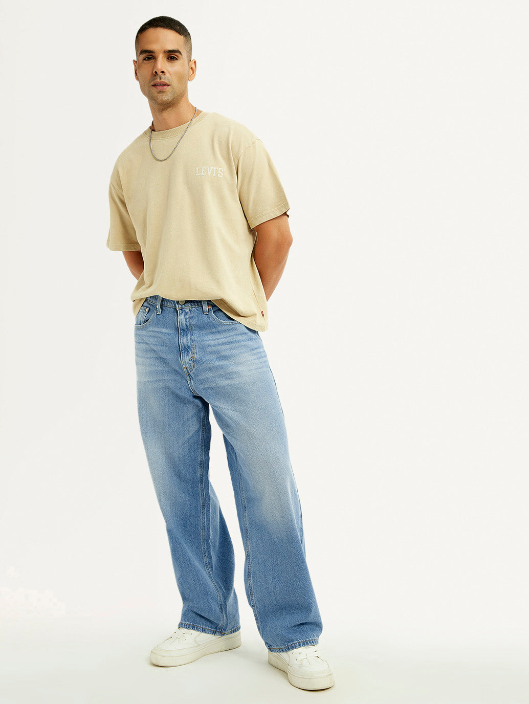 Men's Light Blue Extra Baggy Loose Fit Mid Rise Jeans