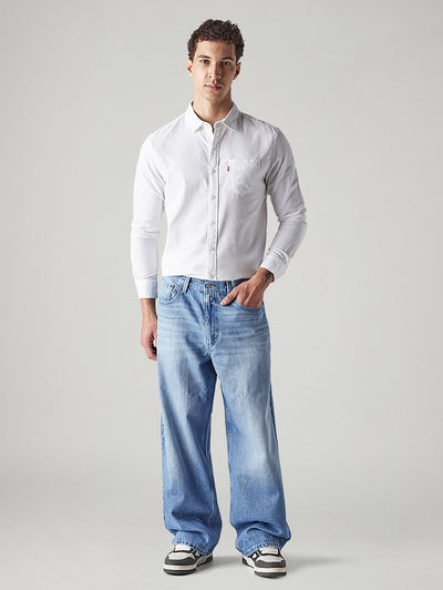 Men's Indigo Extra Baggy Fit Mid Rise Jeans-image-44