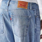 Men's Indigo Extra Baggy Fit Mid Rise Jeans - Detail View