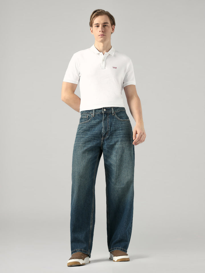 Men's Blue Extra Baggy Fit Mid Rise Jeans