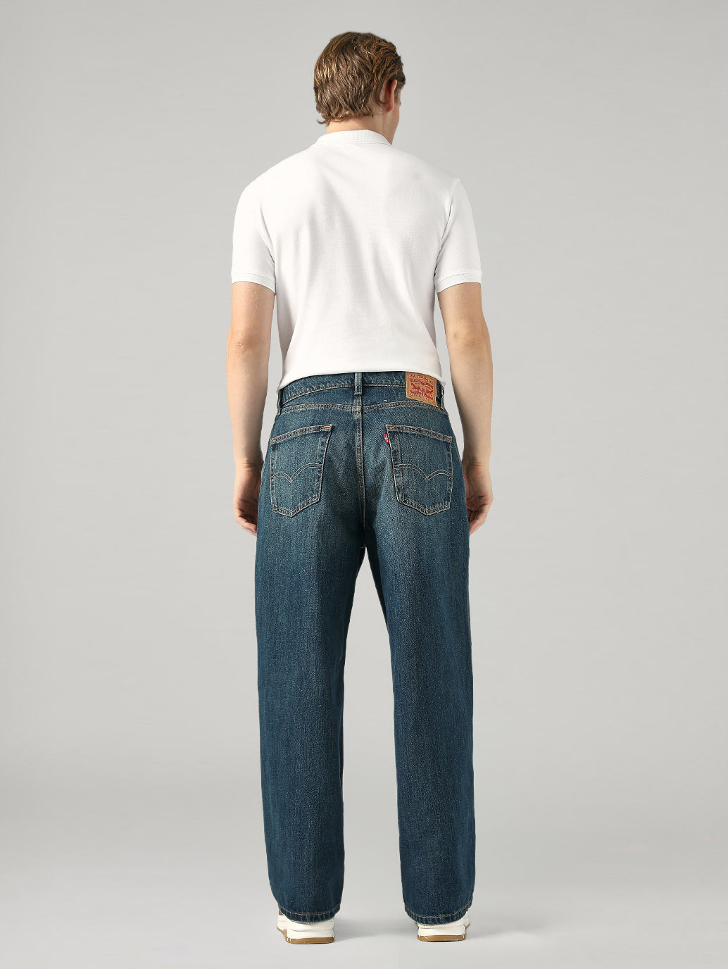 Men's Blue Extra Baggy Fit Mid Rise Jeans - Back View