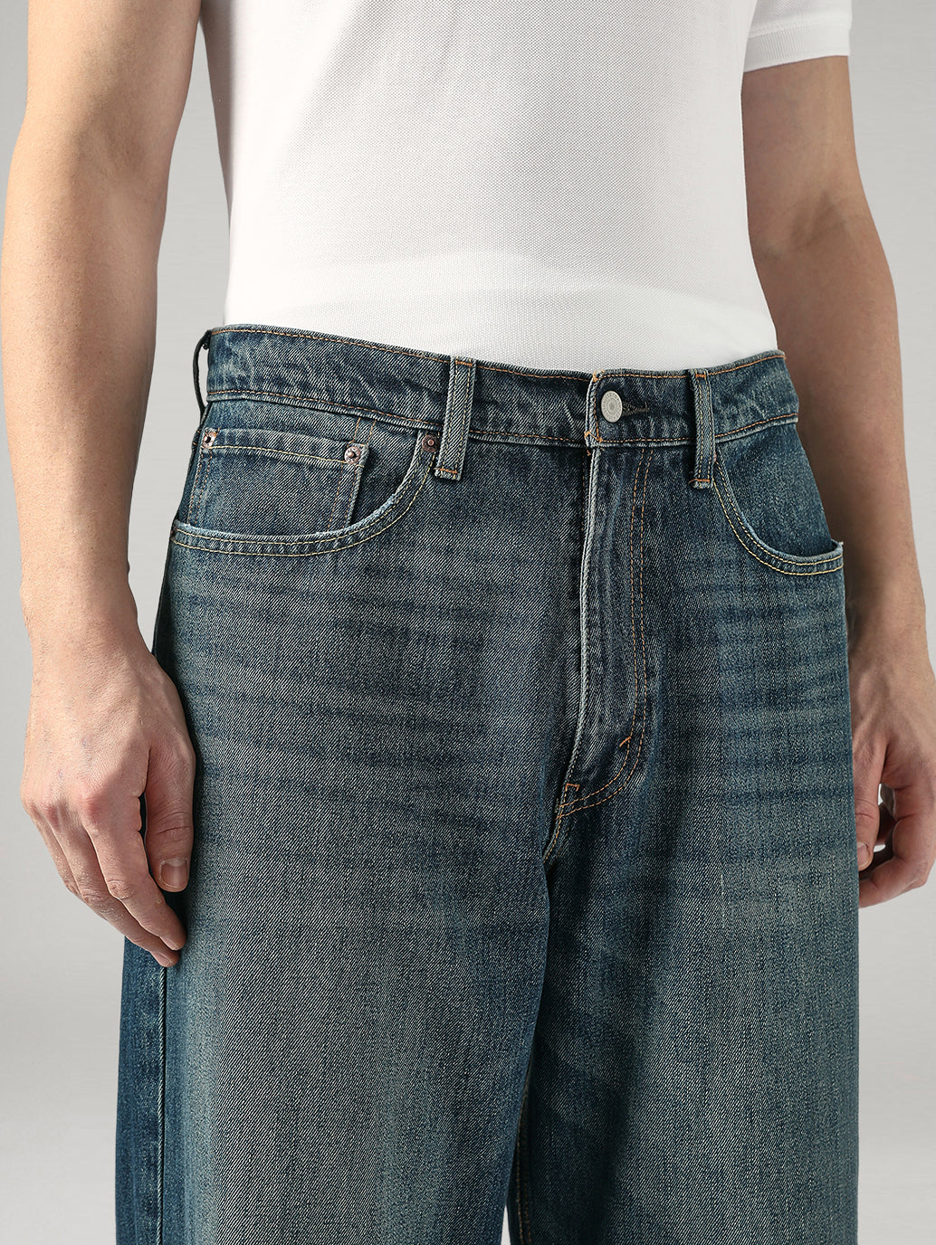 Men's Blue Extra Baggy Fit Mid Rise Jeans - 20 View
