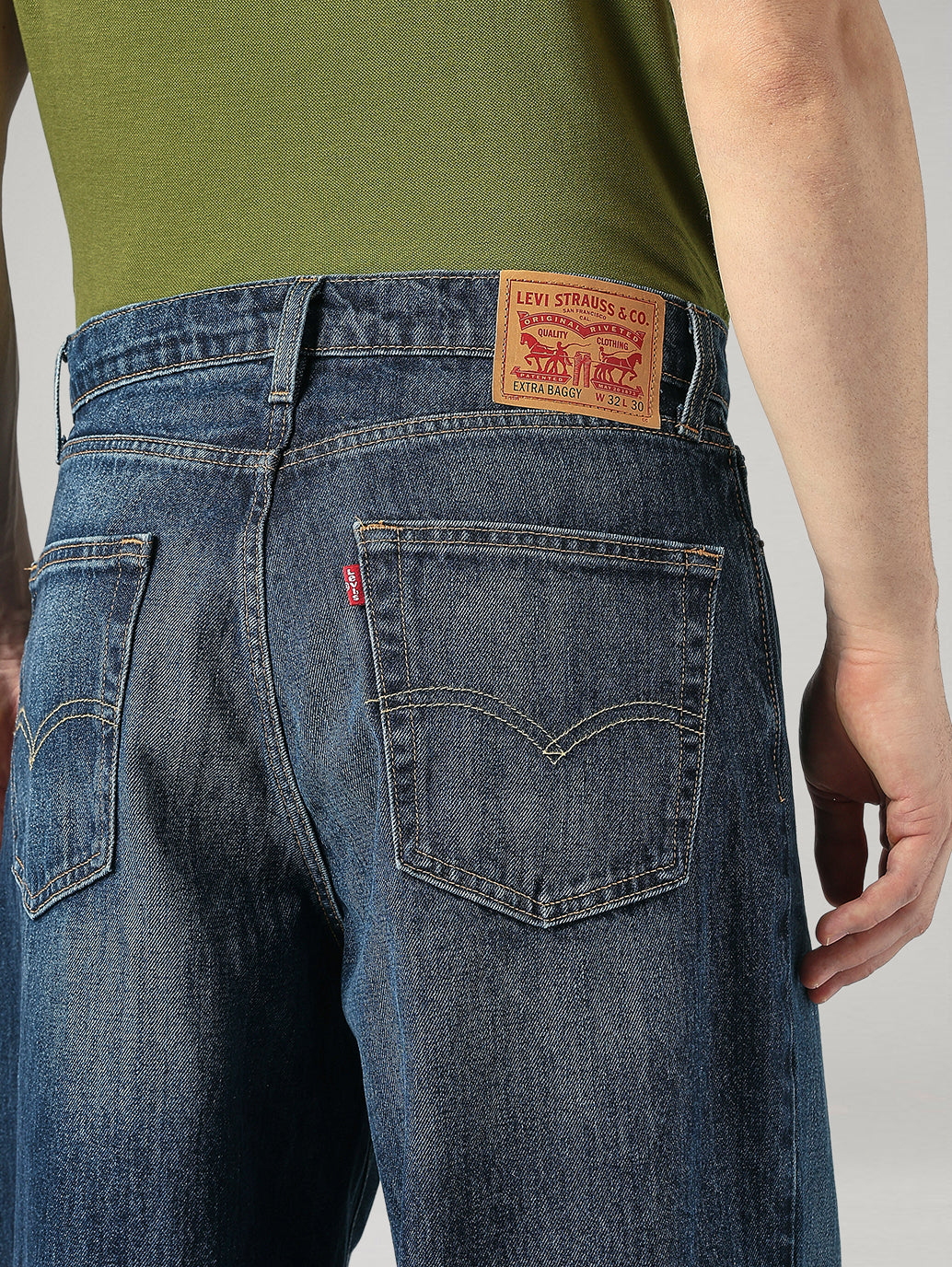 Men's Blue Extra Baggy Fit Mid Rise Jeans - 20 View